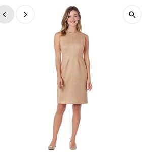 Julia Faux Suede Sheath Dress in Camel by Jude Connally XS